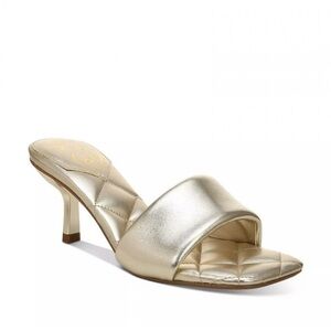 Sam Edelman Gold Leather Slip On Heels Square‎ Toe Sz 5.5